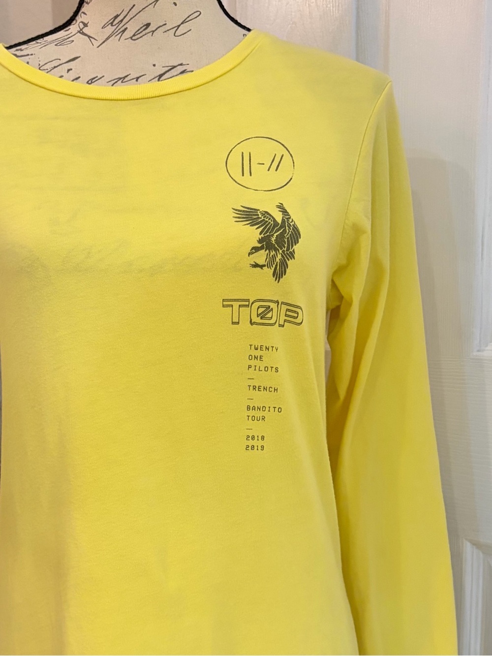 Men’s Twenty One Pilots Official 2018 Trench Bandito Tour Yellow L/S Tee